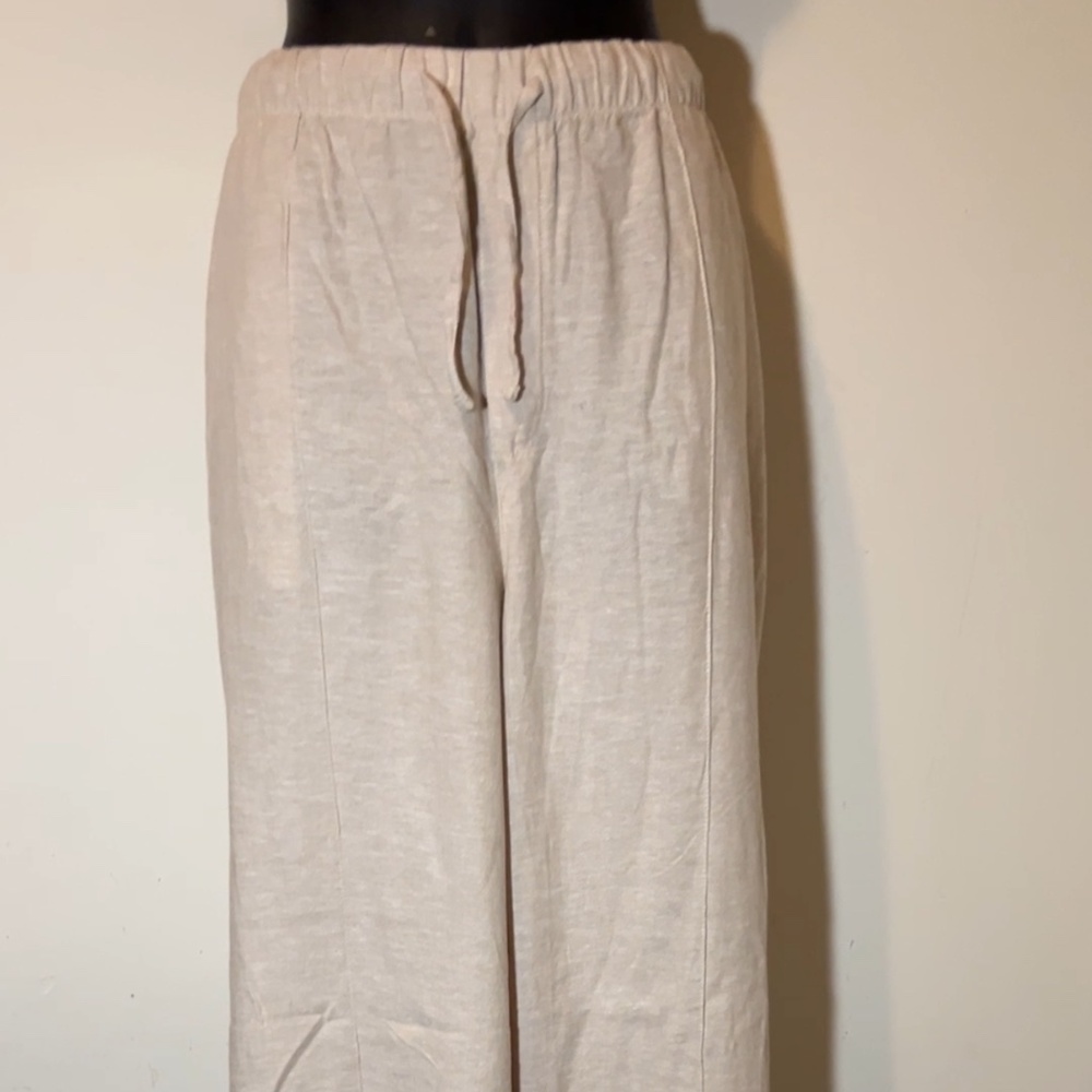 Gap Women’s XL Tall Pants Flax Linen Mid Rise Linen-Blend Pull-On Wide-Leg